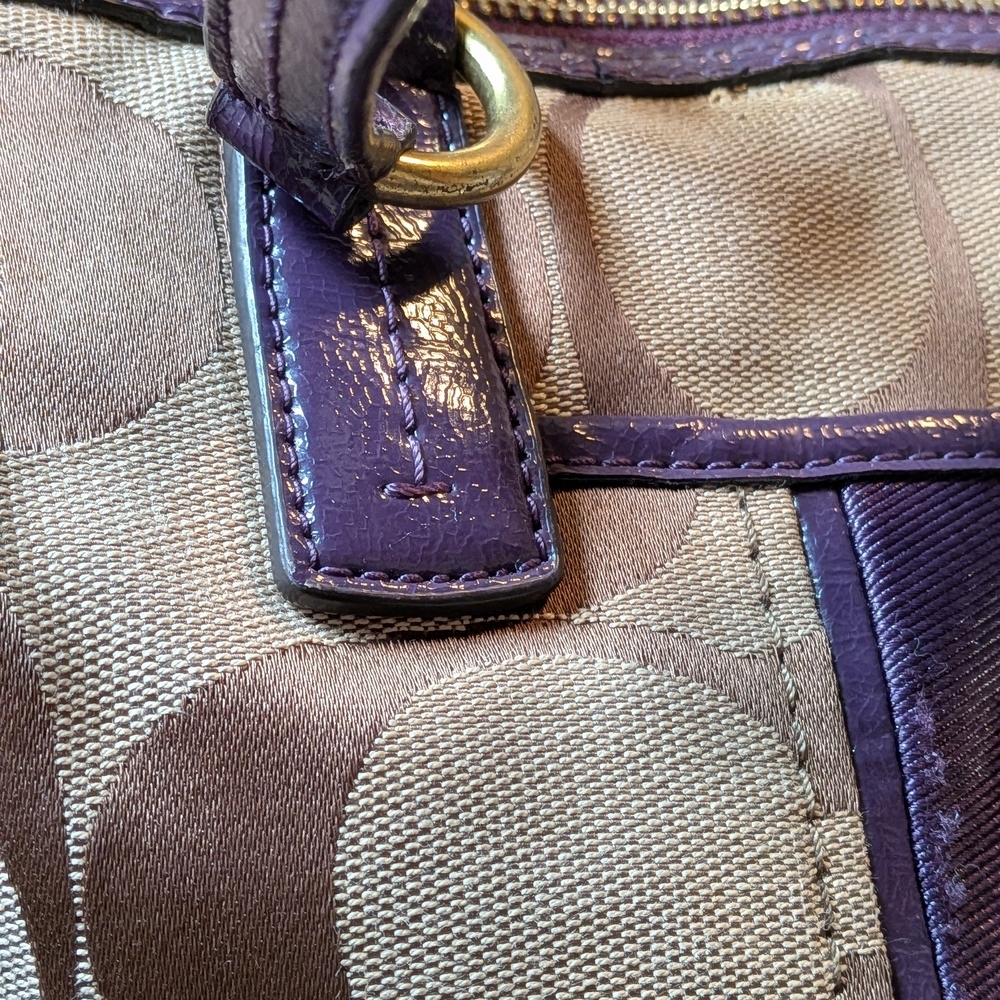 Coach Signature Brown & Purple Satchel Tote Bag - Picture 7 of 9